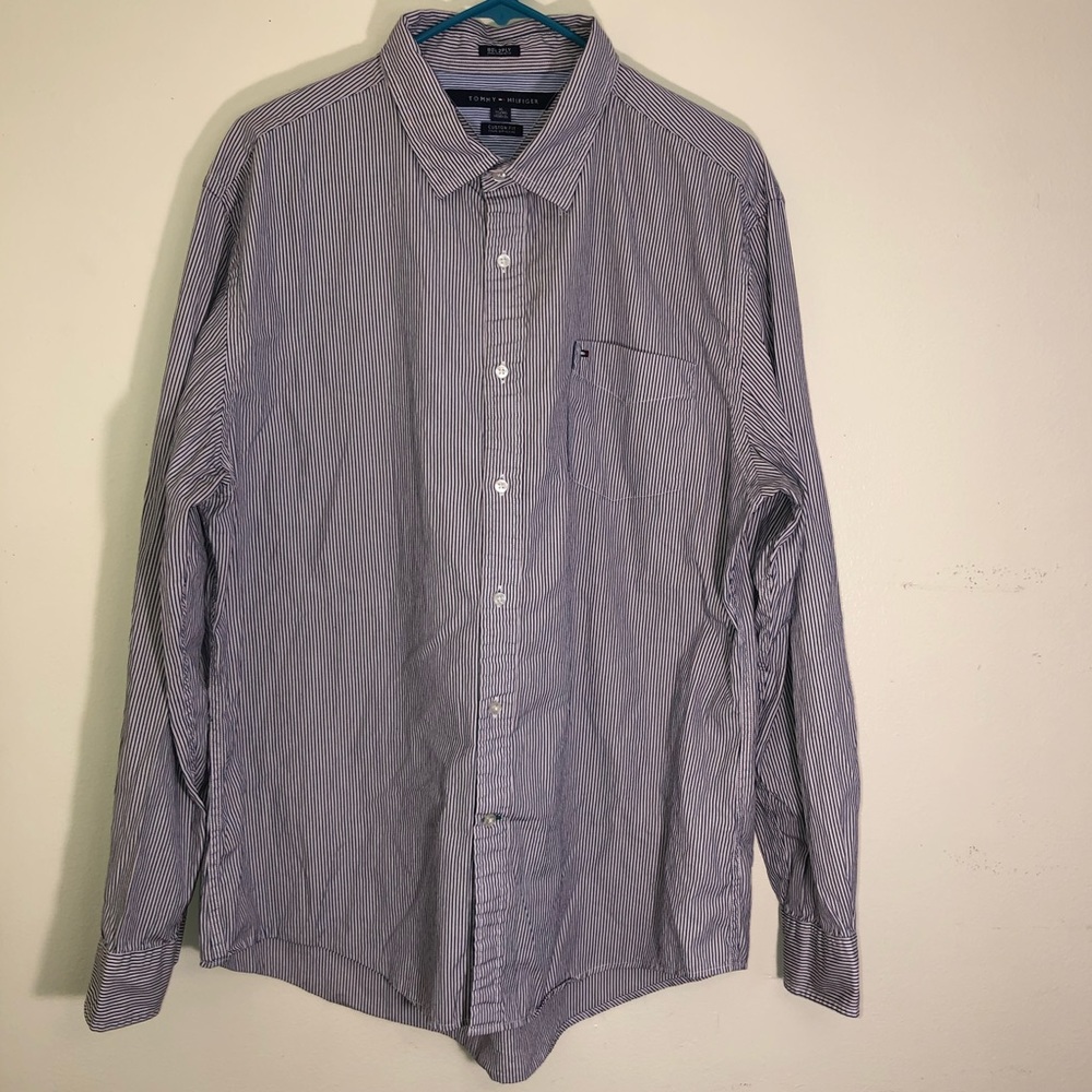 Tommy Hilfiger Men’s Striped Button Up Shirt Size XL